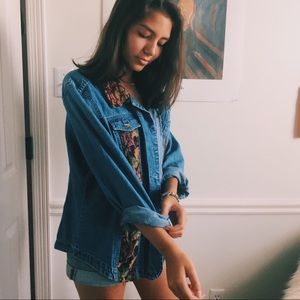 VINTAGE DENIM AND FLORAL JACQUARD JACKET
